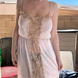 Lace Trim pink and tan Dress